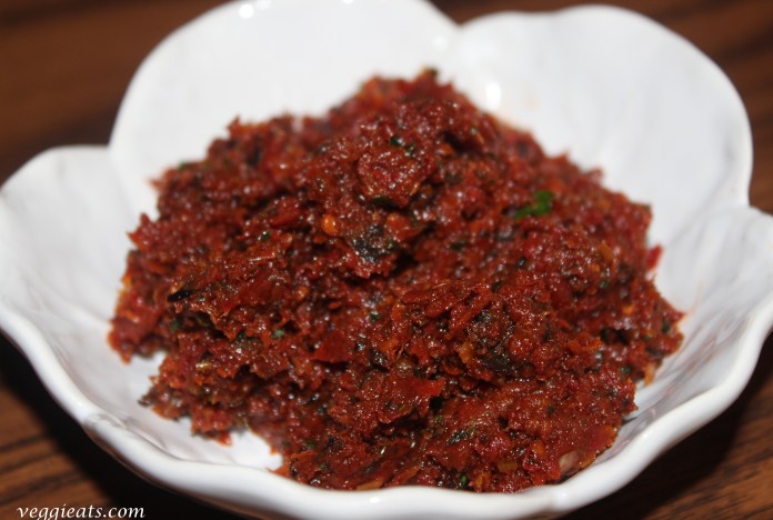 Sun dried tomato and black olive puree